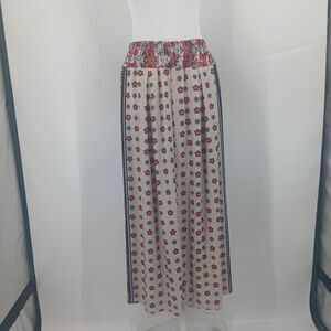 womans metrowear size large maxi skirt red and cream floral paisley teacher